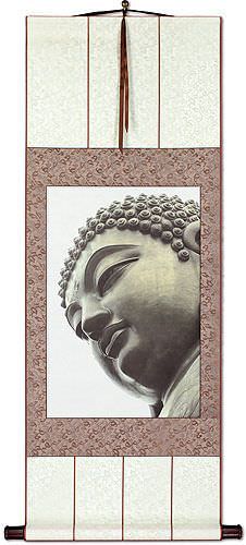 Face of Buddha Statue Wall Scroll