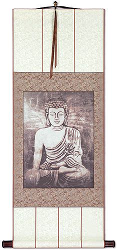 Stone Buddha Print - Hanging Scroll