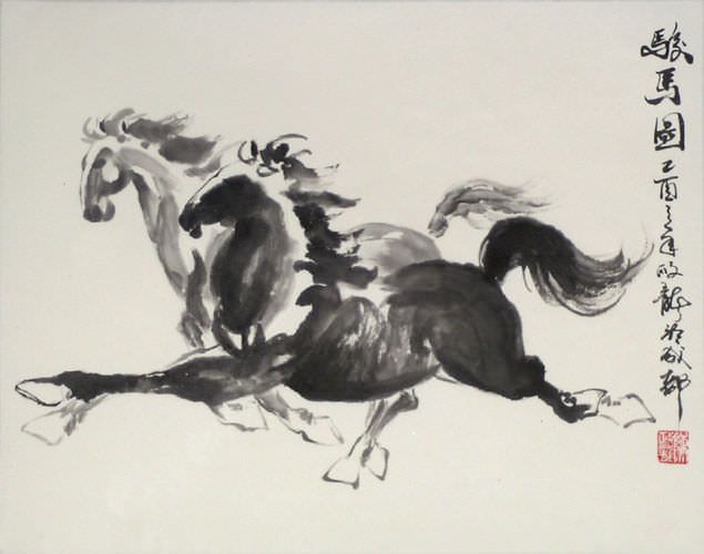 Galloping Horses Chinese Painting