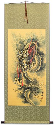 Flying Chinese Dragon - Asian Scroll