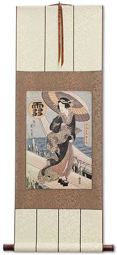 Beauty in the Snow - Japanese Woodblock Print Repro - Wall Scroll