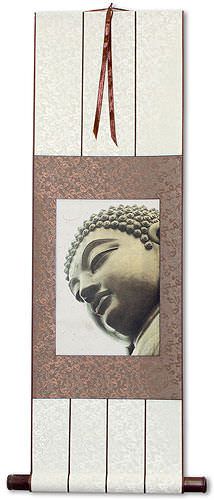 Face of Buddha Print - Small Wall Scroll