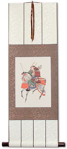 Samurai on Horseback - Japanese Print Repro - Wall Scroll