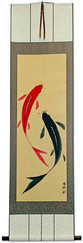 Yin Yang Koi Fish Wall Scroll