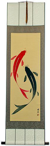 Yin Yang Koi Fish Wall Scroll