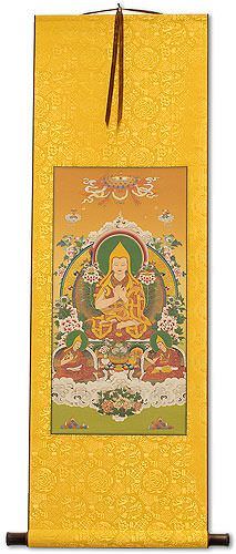 Tibetan Buddha Print - Yellow Wall Scroll