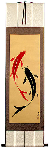 Yin Yang Koi Fish Wall Scroll