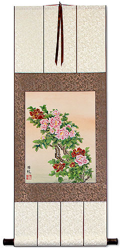 Chinese Flower Silk Scroll