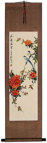 Flower Fragrance Travels Ten Thousand Miles - Bird and Flower Wall Scroll