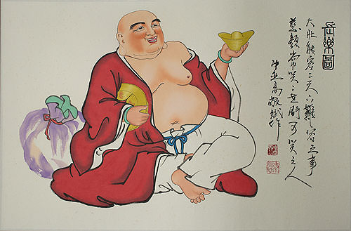 Chinese Happy Buddha Painting