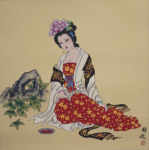 Beautiful Asian Woman Painting