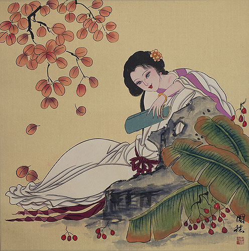Elegant Chinese Woman Painting