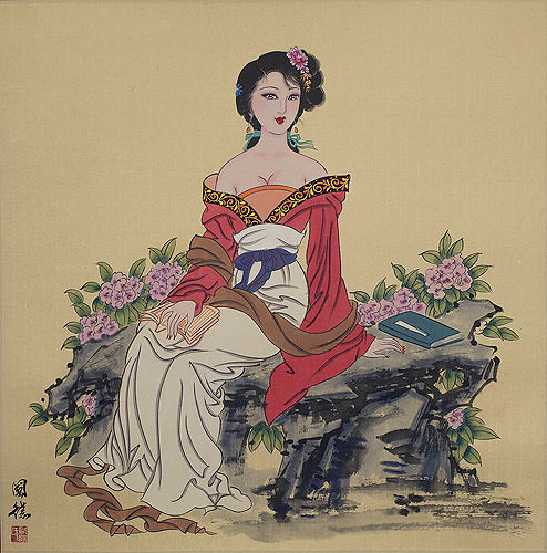 Antique-Style Chinese Woman Painting
