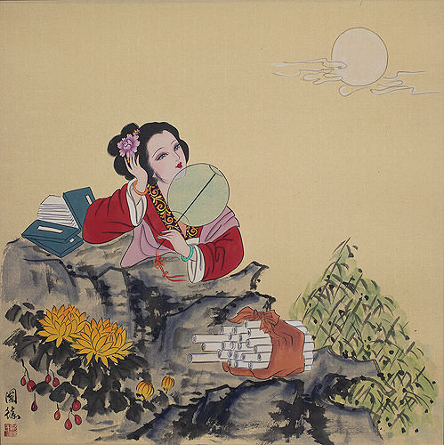 Tang Dynasty Beautiful Chinese Woman Painting