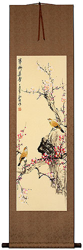 Winter Plum Blossoms - Chinese Bird and Flower Wall Scroll