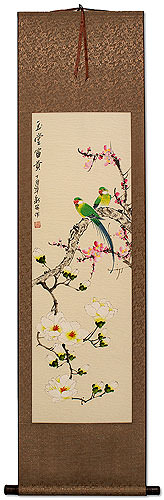 Birds and Flowers Wall Scroll