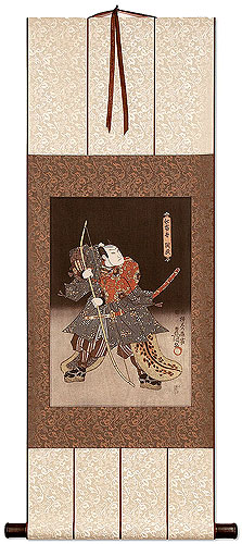 Samurai Saitogo Kunitake - Japanese Woodblock Print Repro - Wall Scroll