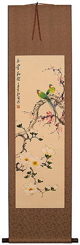 Gorgeous Color of Magnolia - Asian Birds and Flowers Scroll