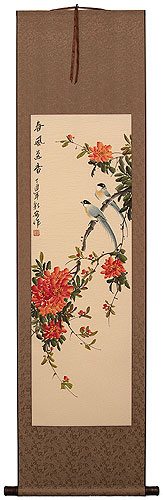 Spring Abundance - Bird & Flower Wall Scroll
