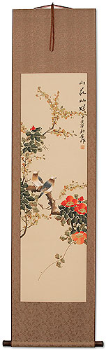 Birds and Flowers Wall Scroll