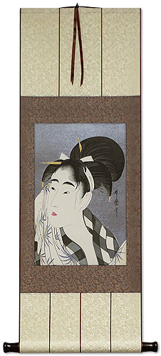 The Face of Oshun - Japanese Woman Woodblock Print Repro - Wall Scroll