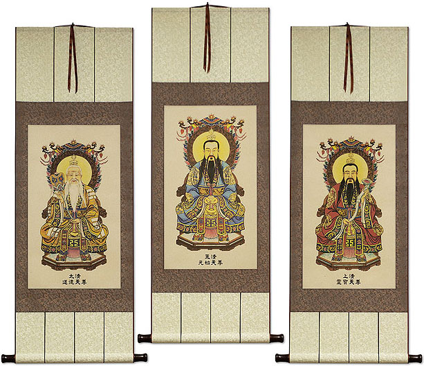 Taoist Gods - Giclee Printed 3-Scroll Set