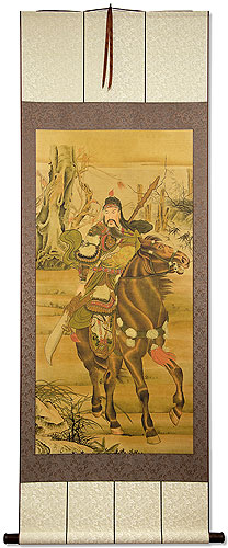 Warrior God Guan Gong on Horse - Print Wall Scroll