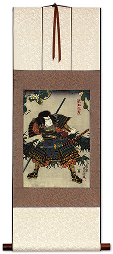 Samurai Takechi Mitsuhide - Japanese Woodblock Print Repro - Wall Scroll