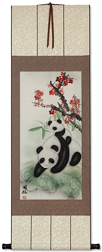Panda Bears - Chinese Painting Wall Scroll