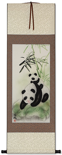 Chinese Panda Bears Wall Scroll