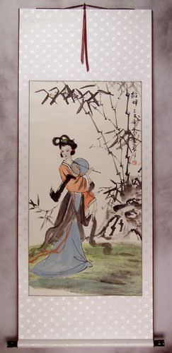 Summer Bamboo Beautiful Woman of China Wall Scroll