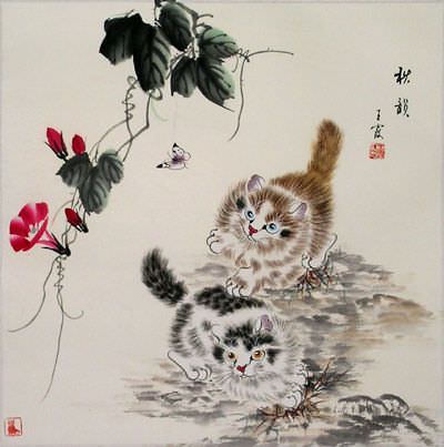 Autumn Rhythm Kittens Painting