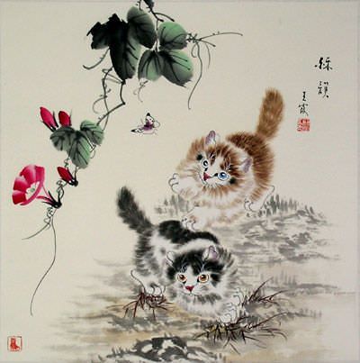 Agile Cats & Butterfly Painting