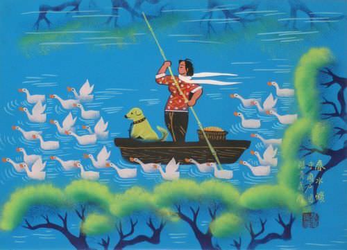 Warm Spring Waters - Chinese Folk Art Painting