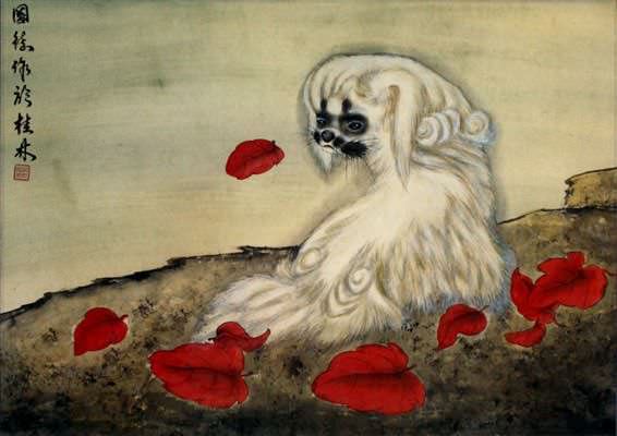 White Puppy Dog - Asian Painting