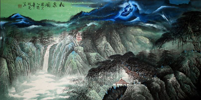 Big Waterfall Landscape Painting