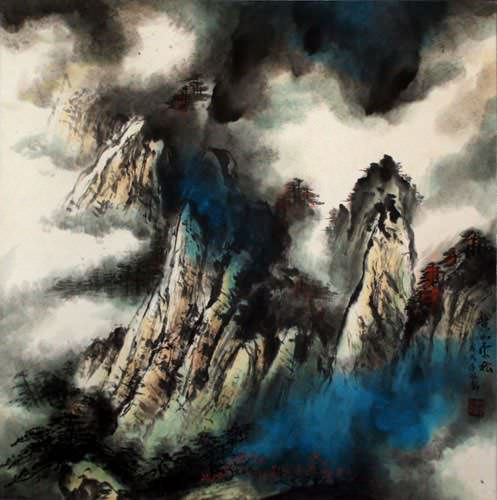 Huang Mountain - Clouds and Pine Forest - Chinese Landscape Painting