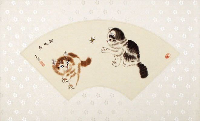 Fan-Style Kittens Painting