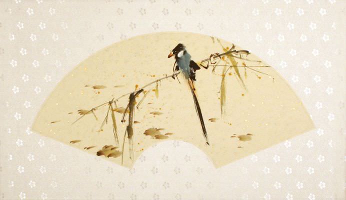 Fan-Style Bird Painting