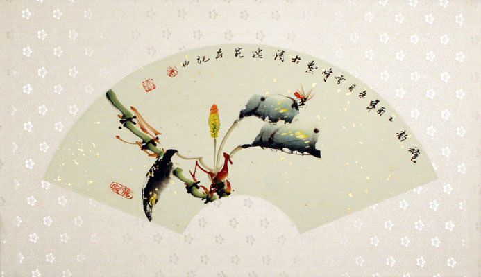Birds and Bees Fan-Style Painting