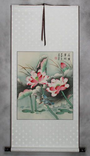Emerald Green of the Lotus Pond Wall Scroll