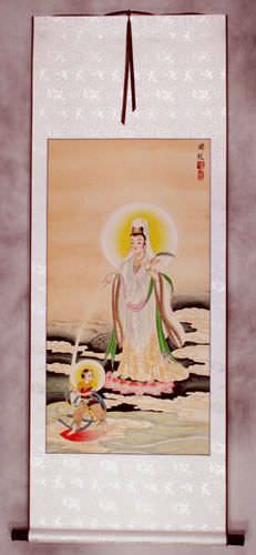 Guanyin Brings Forth a Boy - Wall Scroll