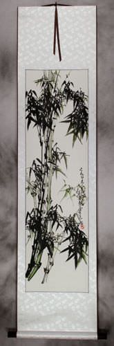 Chinese Green Bamboo Wall Scroll