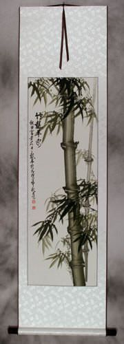 Chinese Green Bamboo Wall Scroll