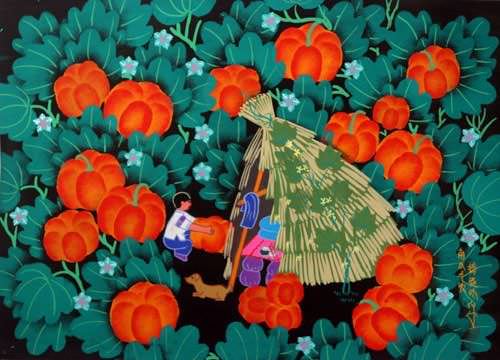 Pumpkin Harvest - Chinese Folk Art Painting