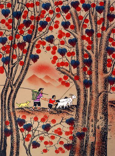 Autumn Day - Folk Art Painting