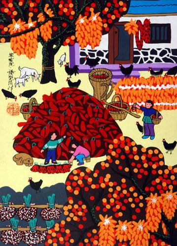 Village Home - Chinese Folk Art Painting