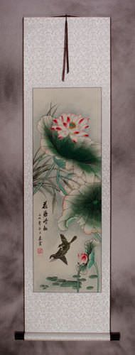 Traditional Chinese Bird and Flower Wall Scroll