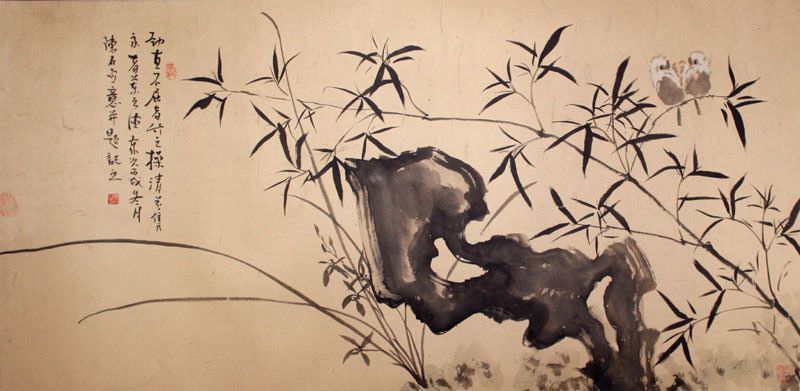 Traditional Chinese Bamboo and Bird - Large Painting