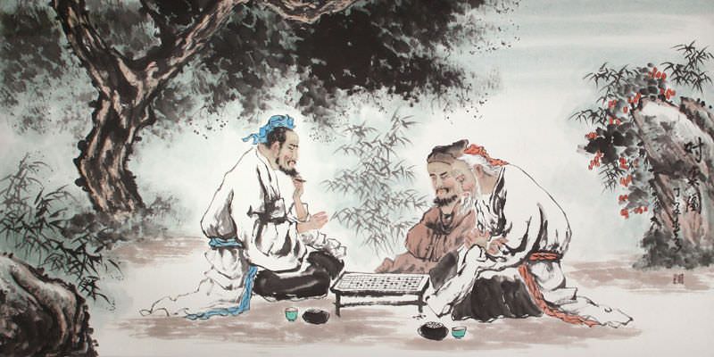 Playing Wei Qi or Go - Chinese Painting